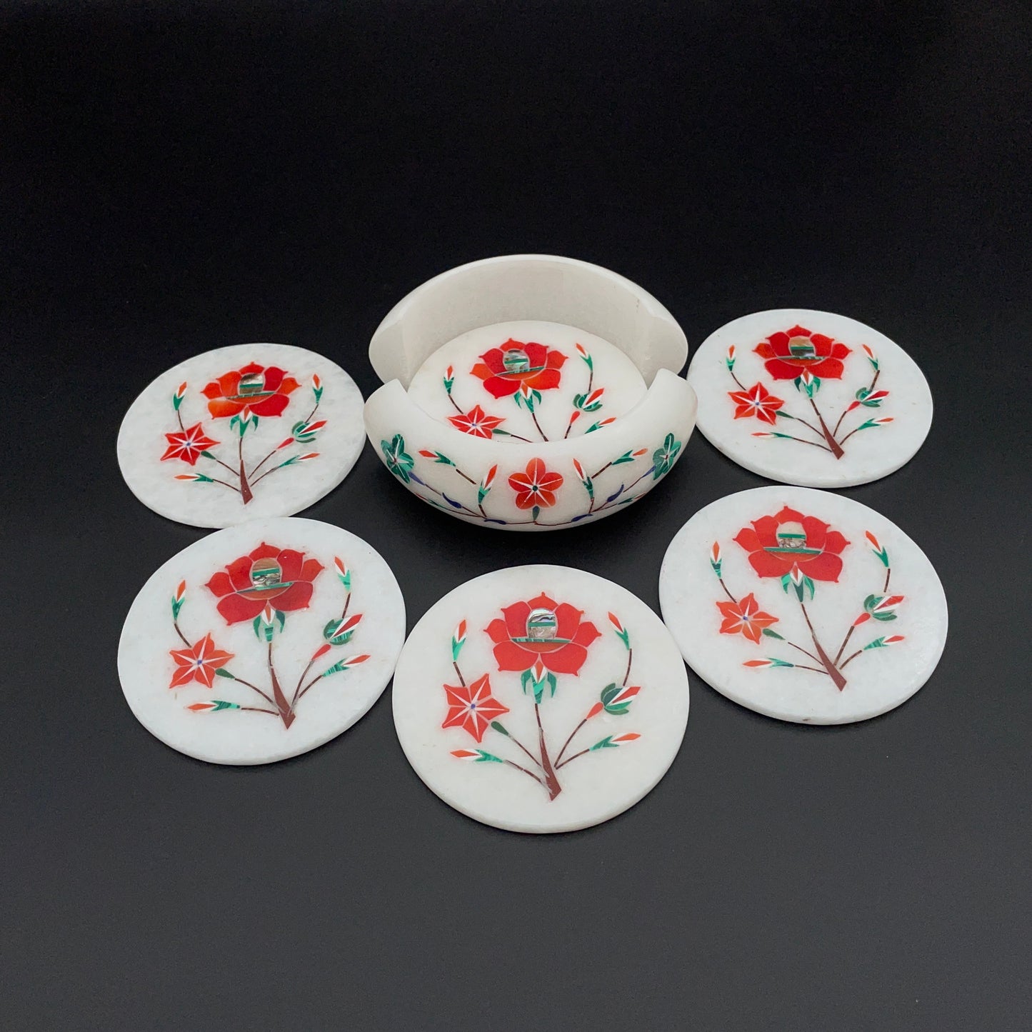 Marble Inlay Coasters Set of 6