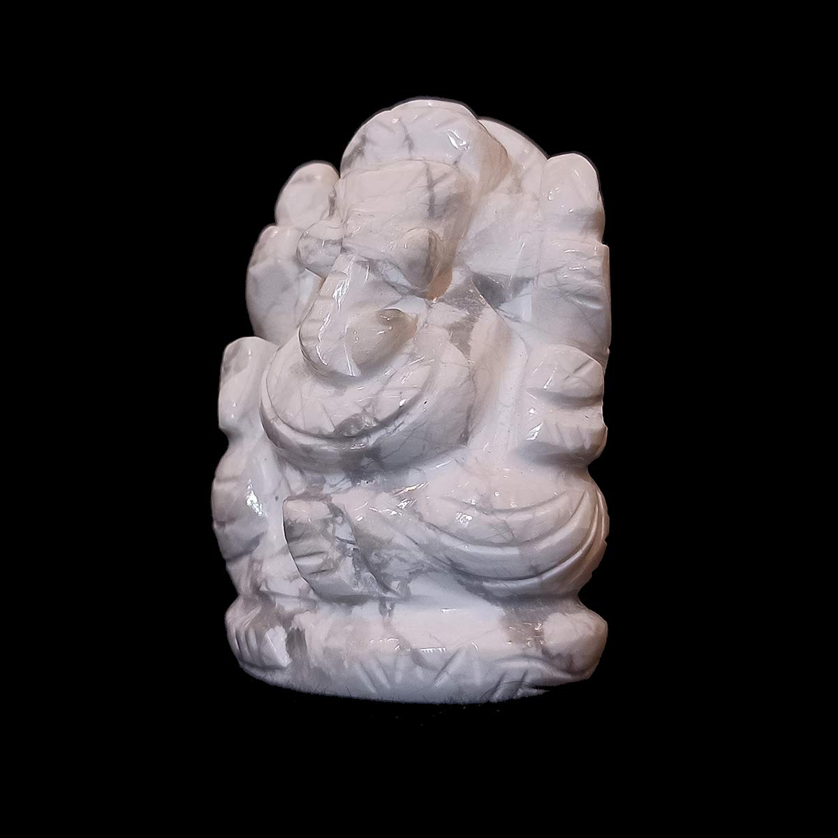 Natural howlite stone Ganesha Idol 2.5 Inch