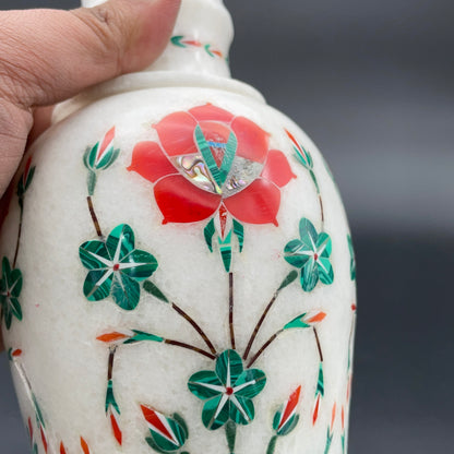 Max Bee Floral Inlaid Marble Vase