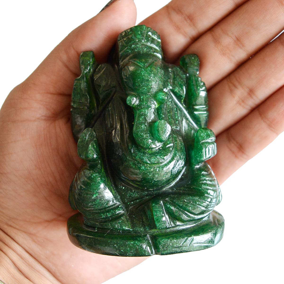 Natural Green Aventurine Ganesha Idol 2.5 Inch