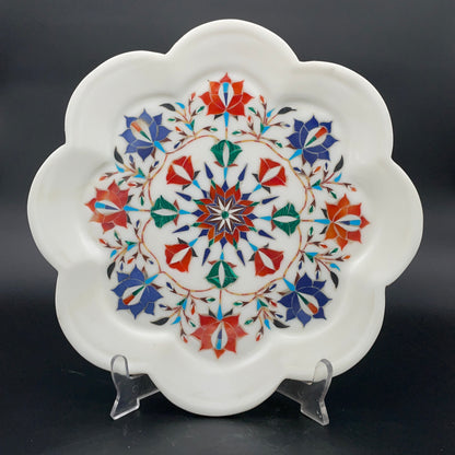 Marble Plate with Intricate Inlay Artwork