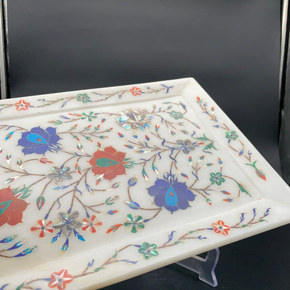 Marble Plate with Intricate Inlay Artwork