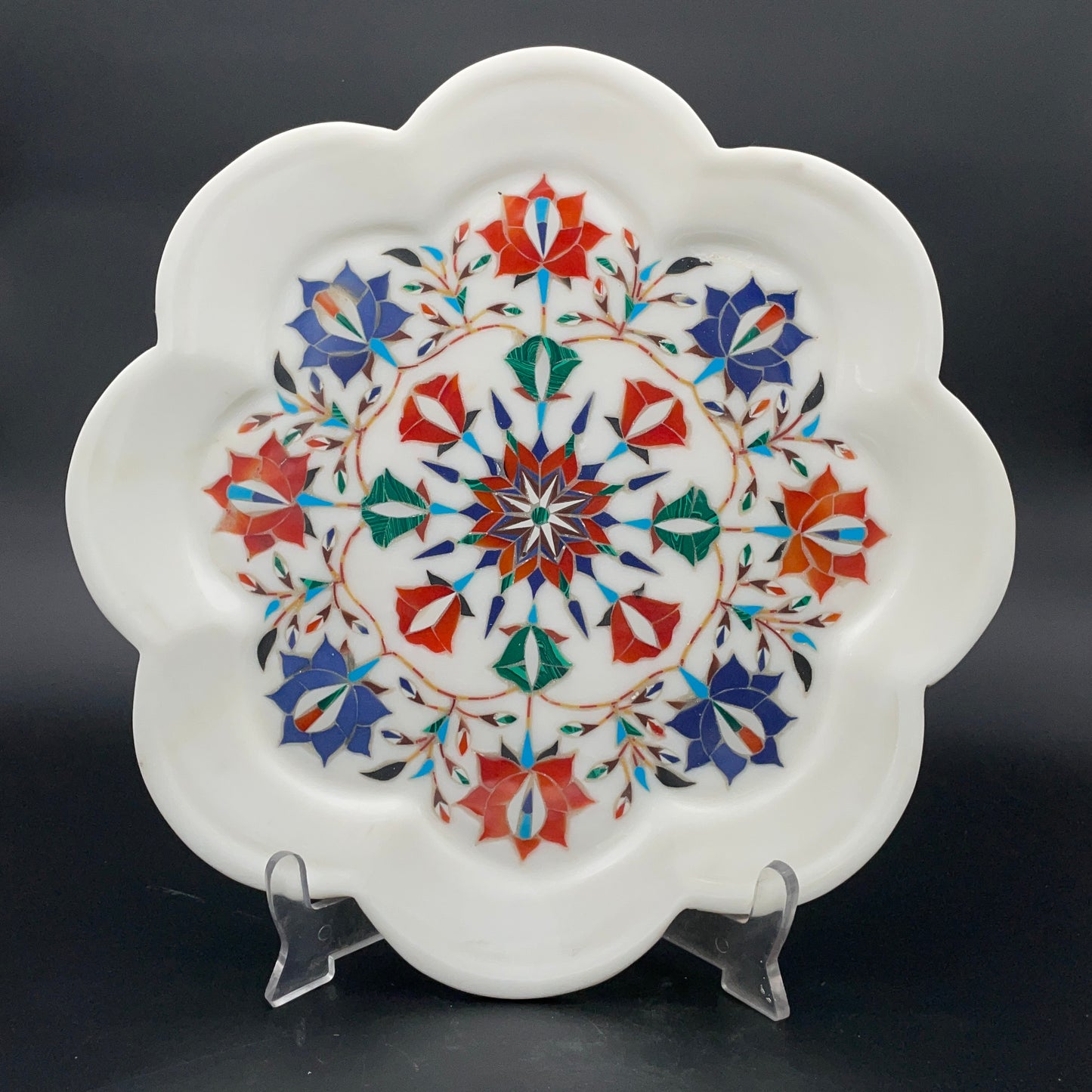 Marble Plate with Intricate Inlay Artwork