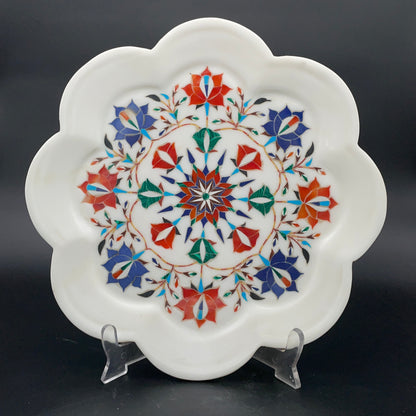 Marble Plate with Intricate Inlay Artwork