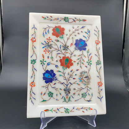 Marble Plate with Intricate Inlay Artwork