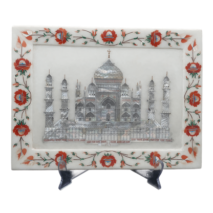 Marble Plate with Intricate Inlay Artwork