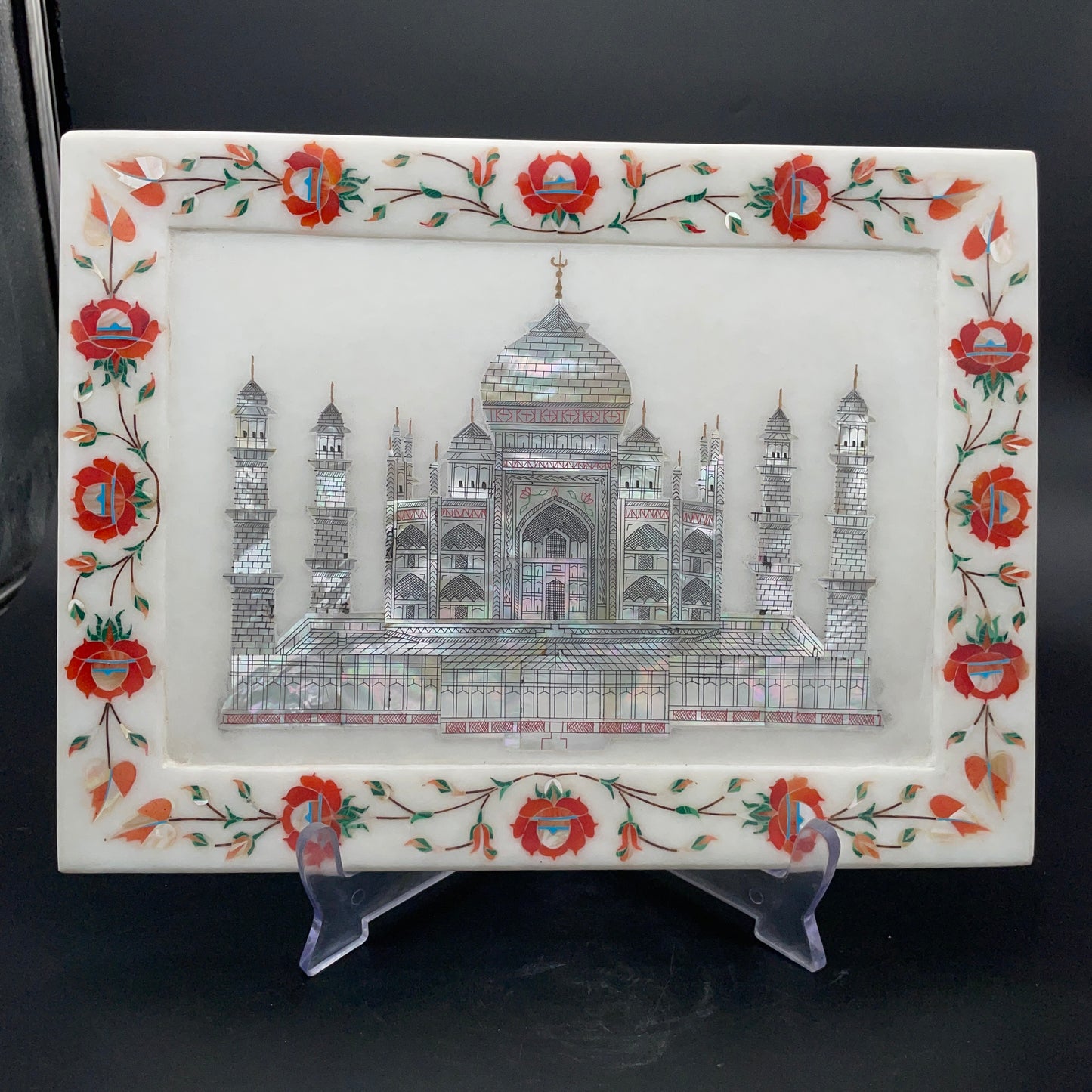 Marble Plate with Intricate Inlay Artwork