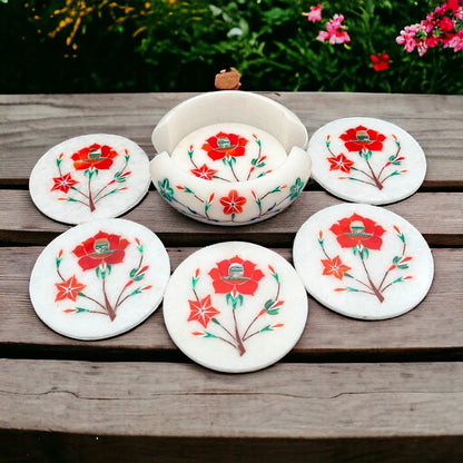 Marble Inlay Coasters Set of 6