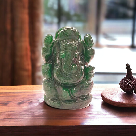 Natural Green Aventurine Ganesha Idol 2.5 Inch