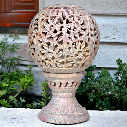 Soapstone Jaali Work Lamp for Unique Home Decor