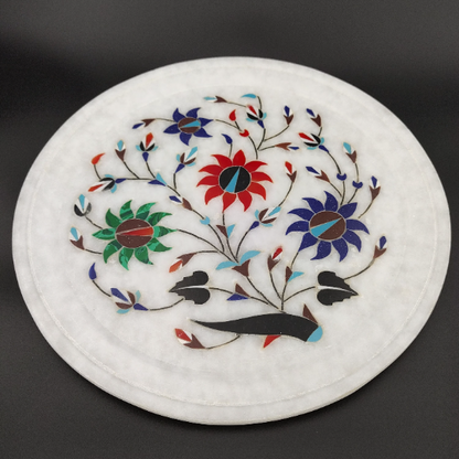 Marble Plate with Intricate Inlay Artwork