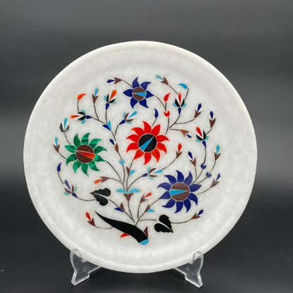 Marble Plate with Intricate Inlay Artwork