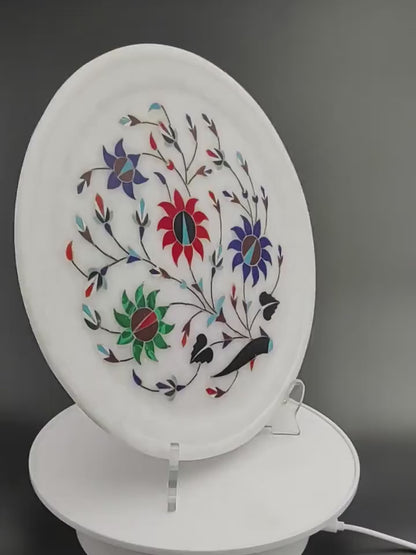 Marble Plate with Intricate Inlay Artwork