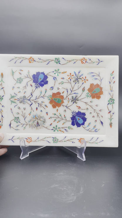 Marble Plate with Intricate Inlay Artwork