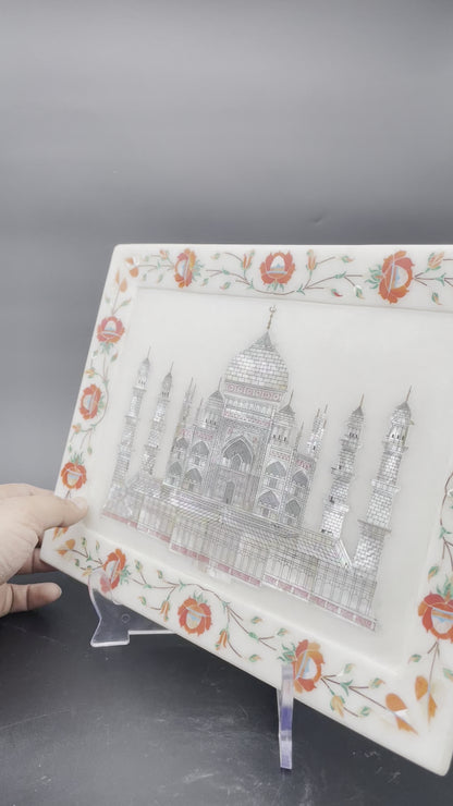 Marble Plate with Intricate Inlay Artwork