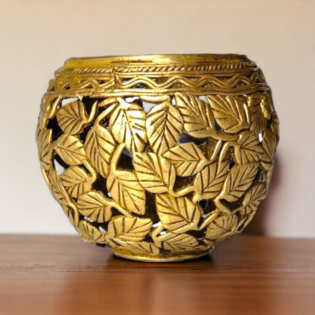 Brass Pen Stand - Leaves Design