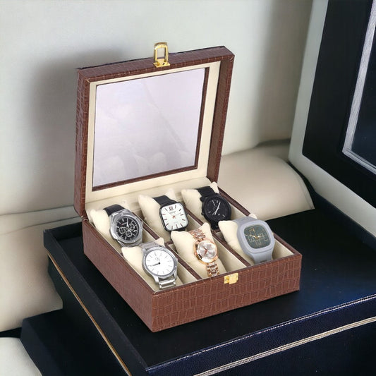 Leather Watch Box Organizer (6 Slot)