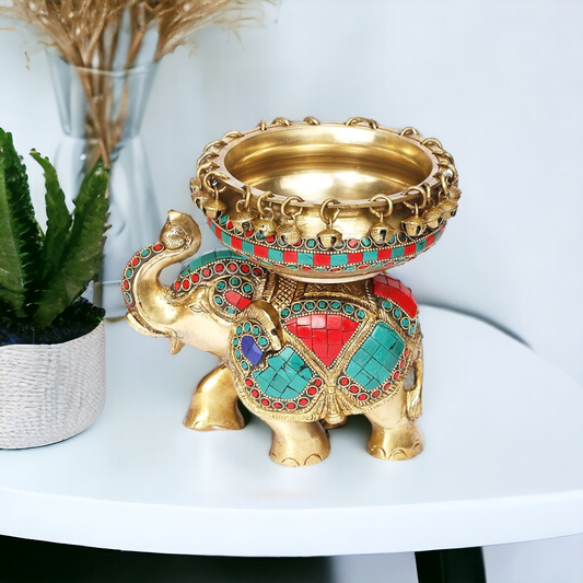 Brass Urli on Elephant bring Positive and prosperity at home