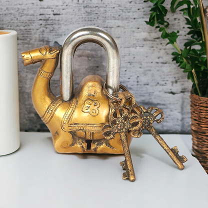 Brass Camel Padlock with two funtional keys