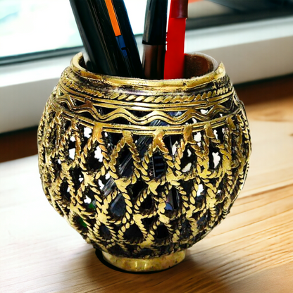 Drops Design Dhokra Brass Pen Stand