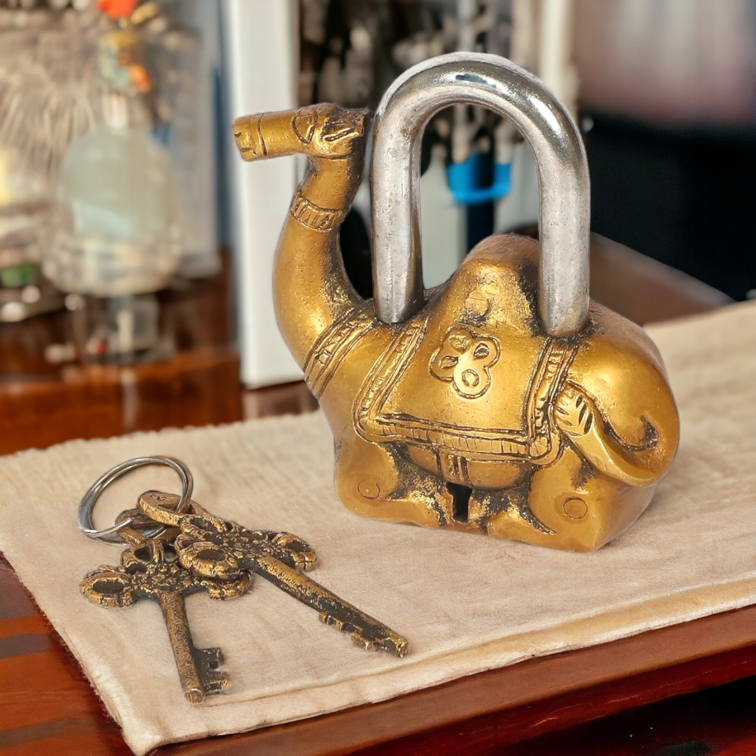 Brass Camel Padlock with two funtional keys