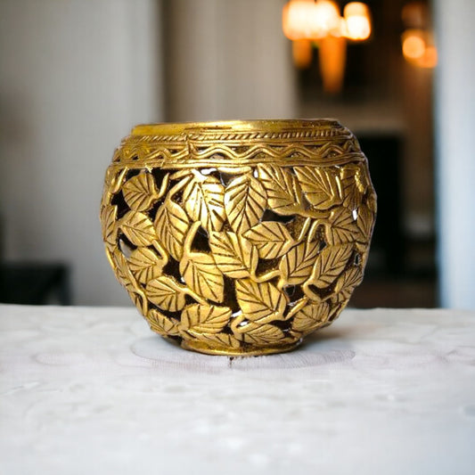 Brass Pen Stand - Leaves Design