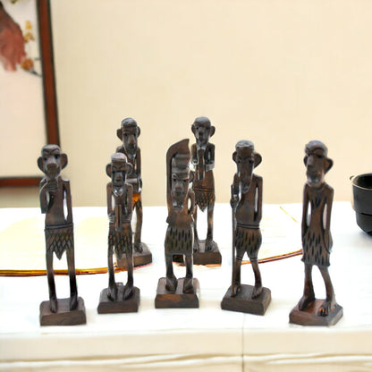 Wooden African Zulu Tribal Musician Men - Exquisite Home and Office Decor