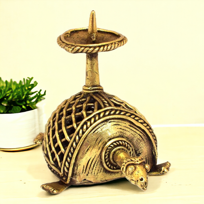 Dhokra Brass Jali Tortoise Candle Holder