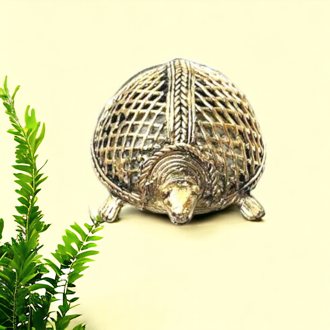 Tribal Handicraft Bell Metal Turtle (Jaali Design)