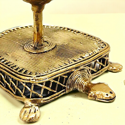 Dhokra Brass Jali Tortoise Candle Stand