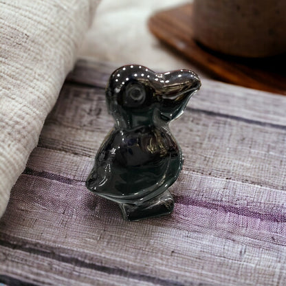 Handmade Crystal Bird Paperweight (Black)